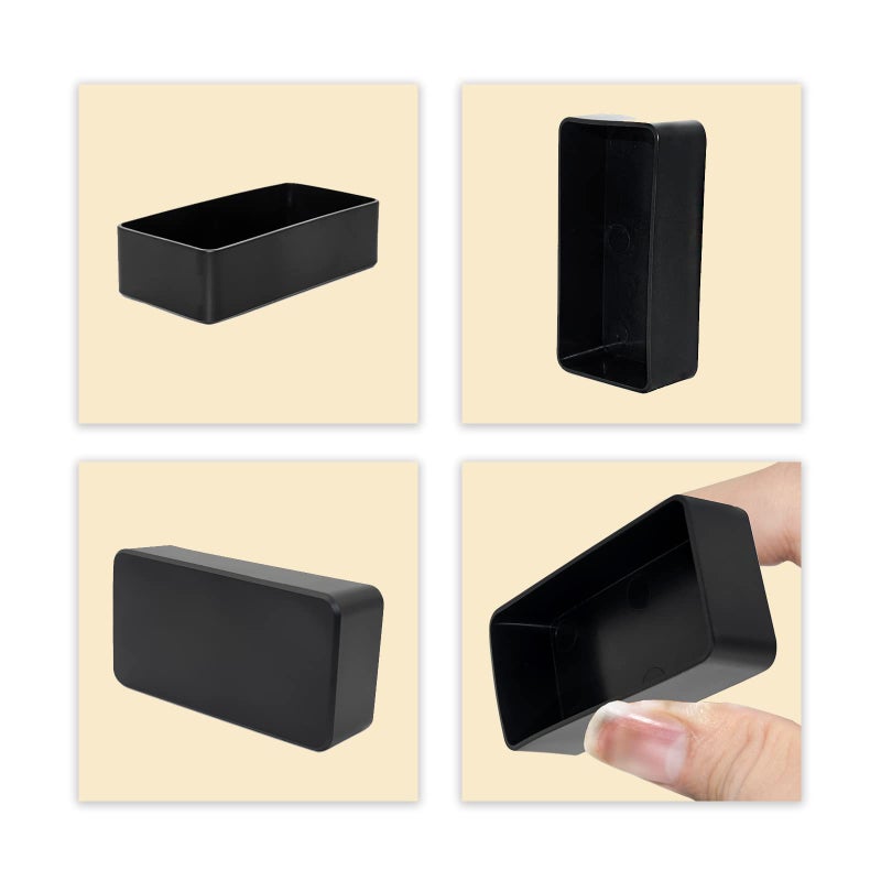Flyshop 8Pcs Black Rectangle Chair Leg Caps Non-Marking PVC Chair Leg Floor Protectors Furniture Table Covers (Fit for Outside Diameter of 50 x 100 mm Leg) - Image 4
